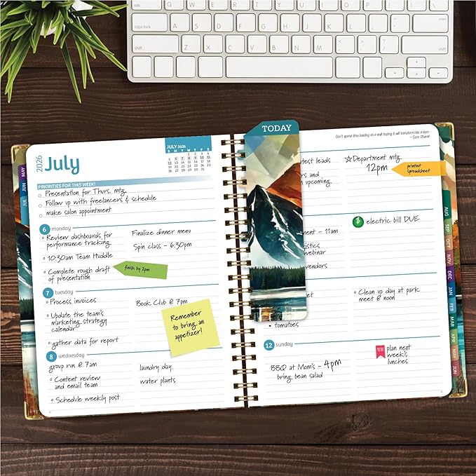 HARDCOVER Academic Year 2026-2027 Planner: 14 Months (May 2026 Through June 2027) 8.5"x 11" Daily Weekly Monthly Planner Yearly Agenda. Bookmark, Pocket Folder and Sticky Note Set (Lake View)