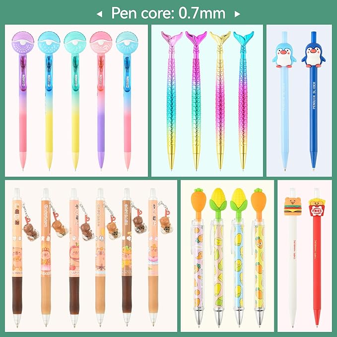 12PCS Cute Kawaii Mechanical Pencils Set with Lead Refills and Erasers, 0.5mm & 0.7mm Point, Bulk Mechanical Pencils for Kids Girls