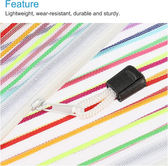 MECCANIXITY Mesh Zipper Pouches, B6 Colorful Pencil Case Document File Bags Storage Organizer for Office Supply Travel Accessory, White Pack of 6