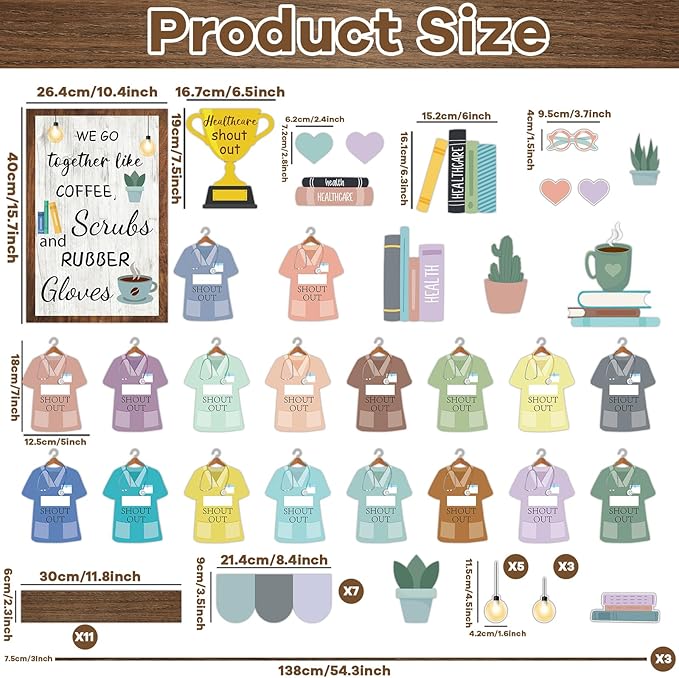Naozinebi Healthy Bulletin Board Set Healthcare Workers Nurses Classroom Decorations DIY Crafts Health Shout Out Cutouts for Students Hospital Nursing School Back to School RN Party Wall Supplies