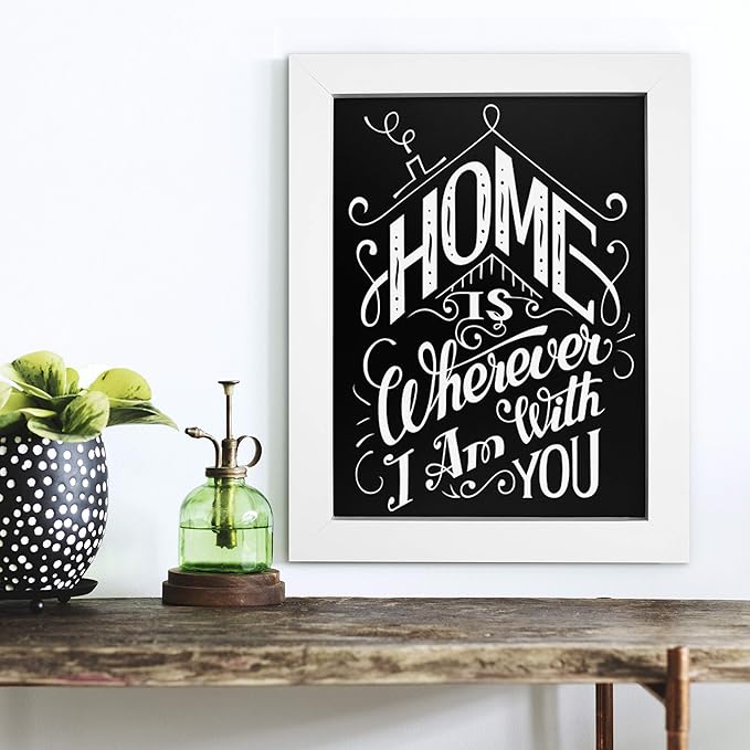 Loddie Doddie Magnetic Chalkboard Sign - 11" x 14", White Frame, Mounting Hardware - Easy-Erase Message Center - Versatile Magnet Board for Wall - Chalk Board Calendar for Wall