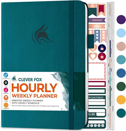 Clever Fox Planner Schedule – Undated Weekly & Monthly Life Planner with Time Slots, Appointment Book & Daily Organizer, A5 (Dark Teal)