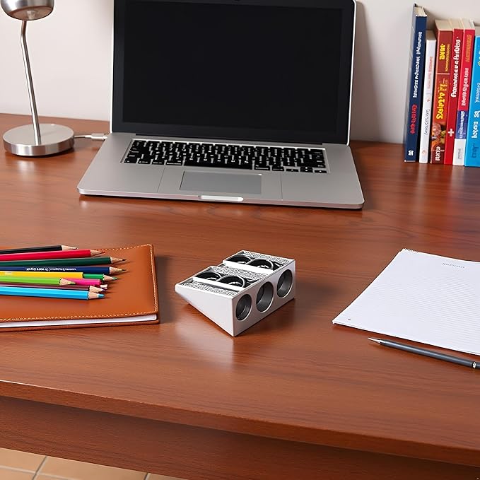 4Pcs Silver Magnesium Pencil Sharpener, Magnesium Metal Manual, Double Holes Rectangular, Handheld Pencil Sharpener, Writing and Correction Supplies