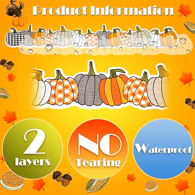 40 Pieces Fall Pumpkin Bulletin Board Borders Decorations Halloween Bulletin Board Borders Fall Classroom Decorations for Home Sweet Classroom, 1.8 x 11.8 Inch(Simple Style)