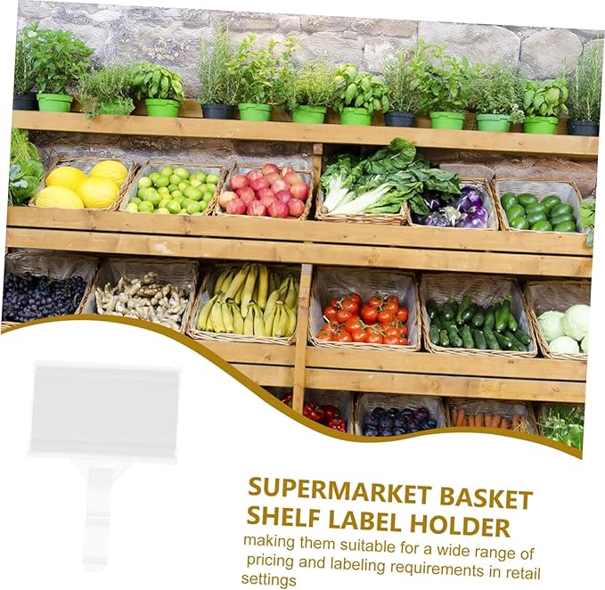 GLEAVI 80pcs Hanging Shelf Label Holders Plastic Tags for Supermarket Pricing Display Easy to Install Compatible Labels