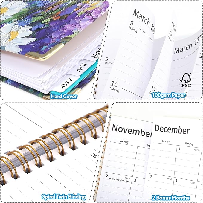 2026-2027 Planner, Weekly and Monthly Planner, July 2026-June 2027, Calendar Planner A5 (6.1" x 8.4") with Tabs, Inner Pocket for Home School Office Supplies, Purple Flower