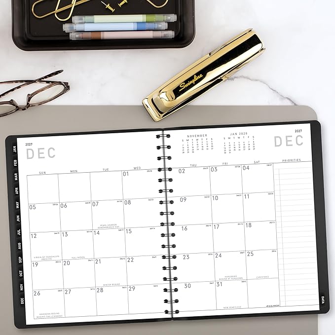 AT-A-GLANCE 2027 Planner, Weekly & Monthly, 7" x 8.75", Contemporary Lite, Black (70545X0527)