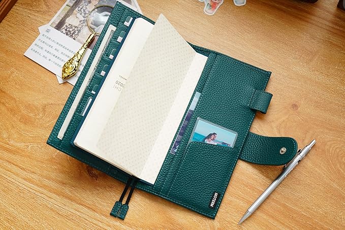Moterm Leather Cover for Hobonichi Weeks - Fits Hobonichi Weeks/Weeks Mega, with Back Pocket (Pebbled-Deep Teal)