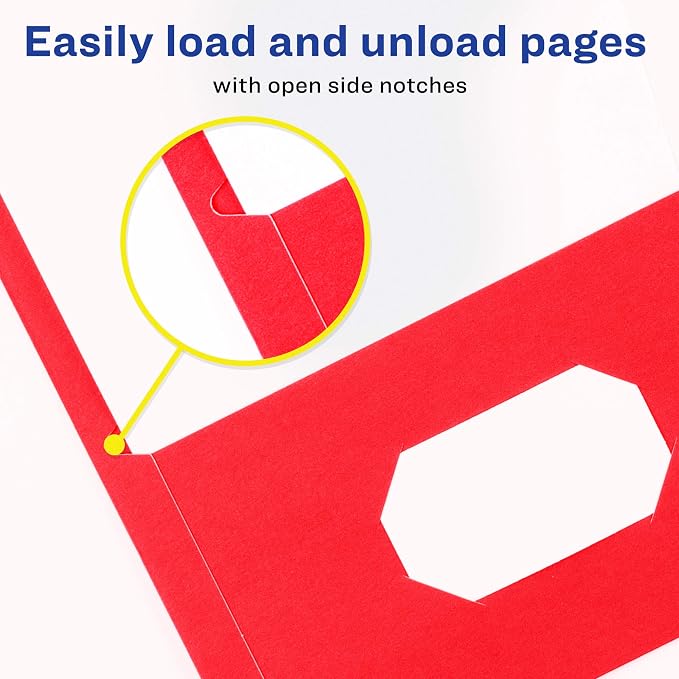 Avery Two Pocket Folders, Holds up to 40 Sheets, Business Card Slot, 25 Red Folders (47989)