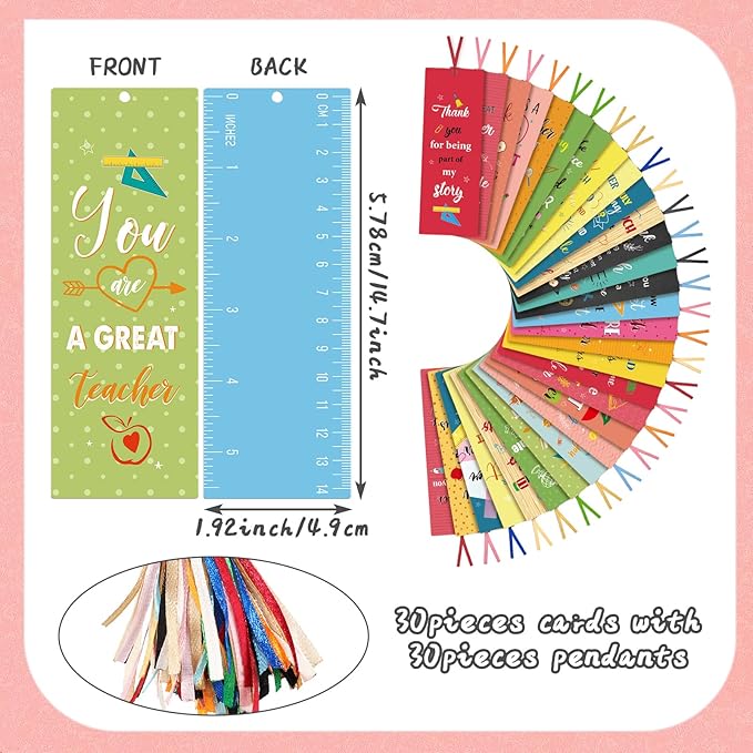 120 Pack Teacher Bookmarks Teacher Appreciation Gifts in Bulk Thank You Gifts from Students Christmas Teacher Gifts Graduation Gift Back to School Gift for Teachers Party Favors Classroom Reading