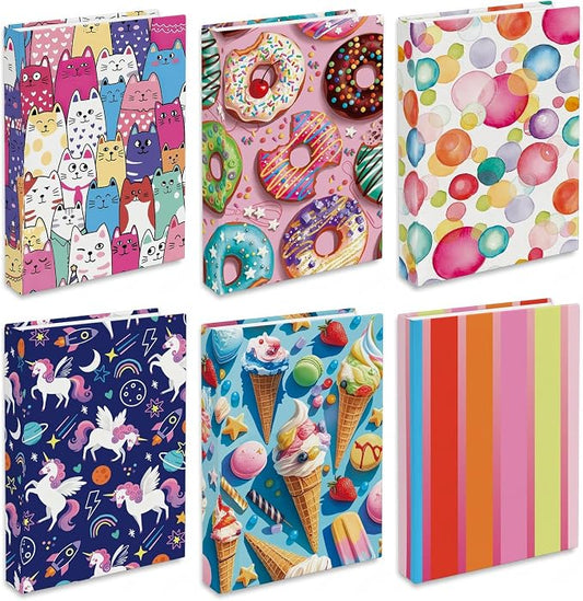 6 Pack Stretchable Book Covers, Jumbo Book Covers for Paperbacks Hardcover Books up to 9 x 11 Inches, Reusable Washable Protective Fabric Books Sleeves, Donuts