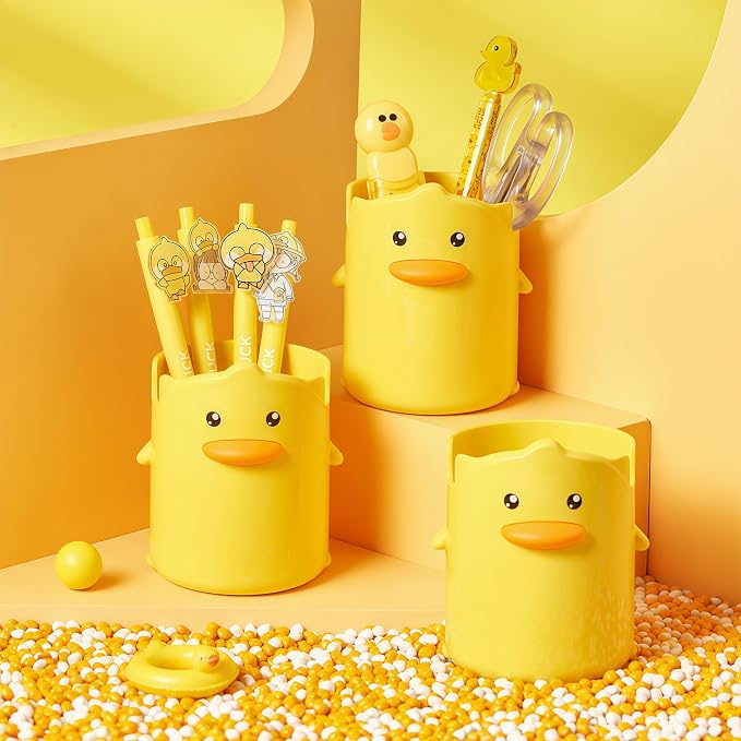 Adorable Cartoons Pencil Holders - Multifunctional Desktop Organizers (2 Pcs Duck)