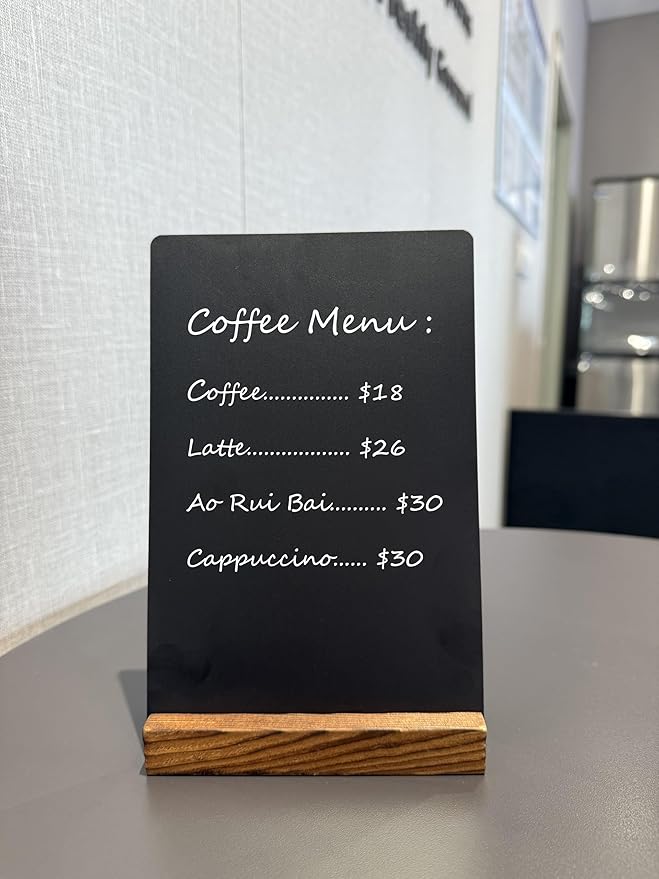 NEWNEWSHOW 8.7x12 Inch Chalkboard Signs, Erasable Message Blackboard Sign with Wood Base for Shop Wedding Kitchen Home Party Decoration (1 Pack 8.7x12)