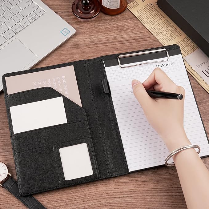 Professional Padfolio Binder with Clipboard Ideal Organizer for Business Perfect Size 9.6 in x 12.8 in Durable Portfolio for Professionals Students Presenters Black