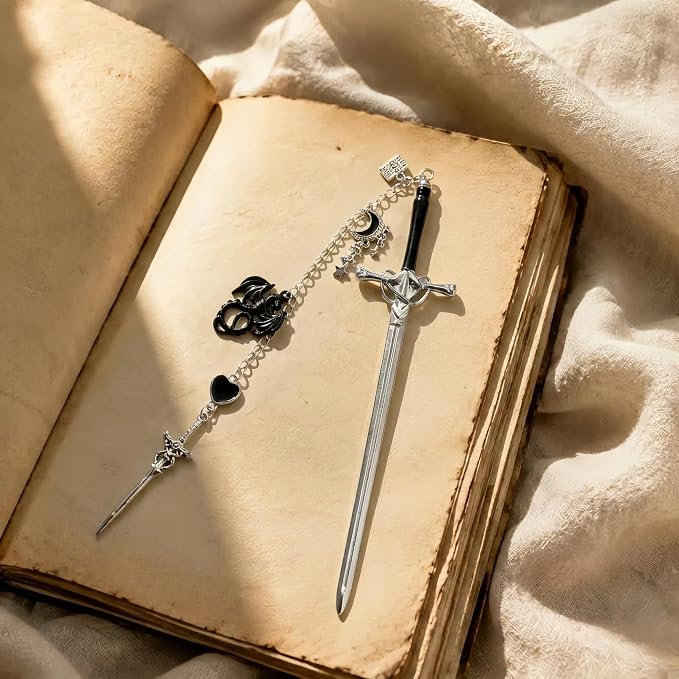 Fantasy Dragon Sword Bookmarks - Metal Charm Vintage Book Marks Cool Page Marker Gifts for Reading Lover Women Men Students Teachers Reader Bookish Birthday School Accessories - 1 Piece
