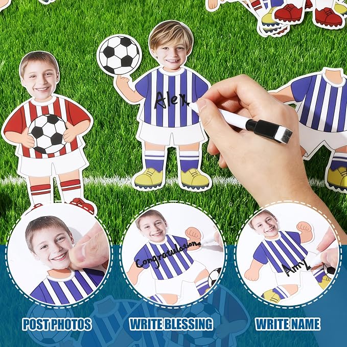 60Pcs Soccer Player Paper Cutouts Sport Bulletin Board Decoration Soccer Players DIY Photo Craft Cutout Sports Theme Classroom Supplies for Fans Teacher Student School Chalkboard Wall Party Decor