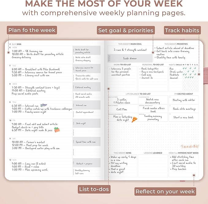 Clever Fox Planner PRO Premium Jan 2026-Jan 2027 – Luxurious Weekly, Monthly & Budget Agenda Organizer for Productivity & Reaching Goals, A4 Hardcover + Keepsake Box – Rose Gold