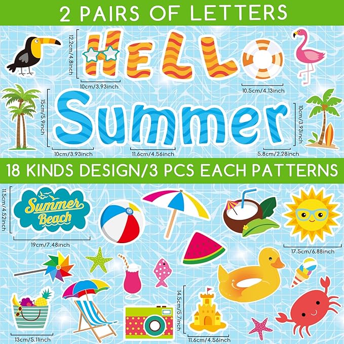 Hello Summer Cutouts Colorful Summer Beach Classroom Bulletin Board Decorations Summer Theme Wall Cut Outs Classroom Decor for School Party
