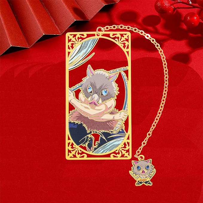 Demon Kamado Bookmark Page Mark, Anime Tanjiron Zenitsu Giyuu Kyoujurou Figure Reading Tool, Stationery Gifts for Reading Lovers Bookworm (Style G)