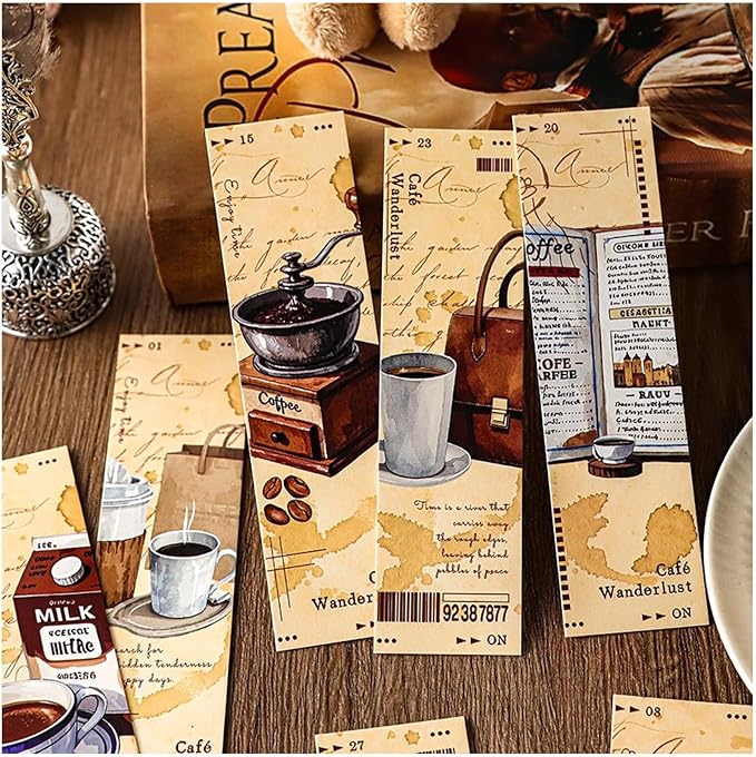 Vintage Retro Style Bookmarks, 30PCS (Café Wanderlust)