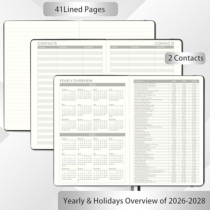 2026-2027 Planner - Weekly Monthly Calendar from July 2026 - June 2027, 5.85‘' x 8.5'' Agenda 2026-2027 with Leather Cover, Pen Holder, Elastic Closure, Ruled pages