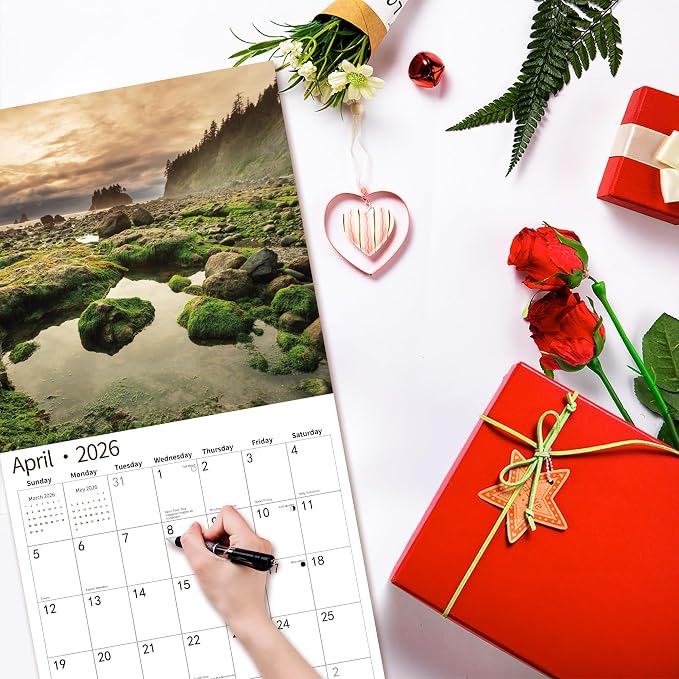 2026 Wall Calendar,Calendar 2026, July 2025 - December 2026, Wall Calendar Majestic Landscapes, 12" x 24" Opened,Full Page Months Thick & Sturdy Paper for Gift Perfect Calendar Organizing Planning