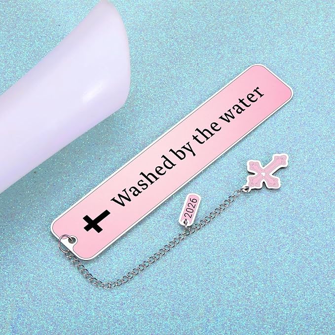 Baptism Gifts for Girl Women Adults Pink Bible Bookmark Christening Baptism Gifts for Girls Women Adult Boys Teens,Confirmation First Communion Bookmark,Christening Baptism Bookmark for Women Girls