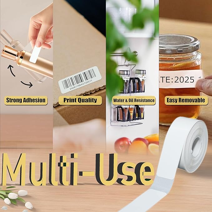 960 Pcs White D30 Label Maker Tape, D30 Label Tape, Thermal Printer Paper, Smart Mini Label Maker Refill for Office, Home, Shcool,14x40mm,160 Labels/Roll, 6 Rolls