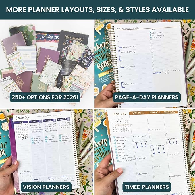 bloom daily planners 2026 Planner (January to December) - 8.5” x 11” Weekly & Monthly Dated Agenda Organizer Book with Stickers & Tabs - Flexible Soft Cover - Eucalyptus, Green