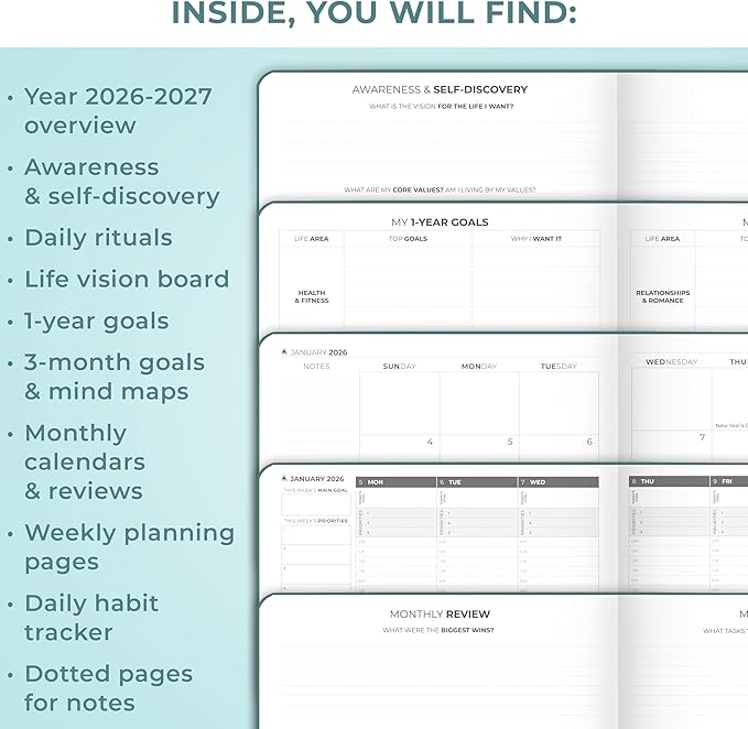 Clever Fox Planner PRO Schedule Dated (Jan 2026–Jan 2027) – Weekly & Monthly Life Planner with Time Slots, Appointment Book and Daily Organizer to Increase Productivity, A4 Hardcover – Dark Teal