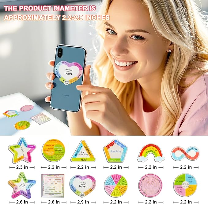 Tastin Calm Strips Anxiety Relief Adhesive Sensory Stickers, 24 Pcs - Safe Materials & Waterproof, Ideal for School, Office, and Classroom Use - A Thoughtful Christmas Stocking Stuffer