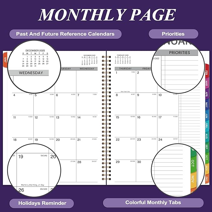 2026 Weekly Appointment Book/Planner - Daily Hourly Planner 2026, JAN 2026 - DEC 2026, 9" x 11" Appointment Book, Monthly Tabs, Hourly Interval, Thick Paper