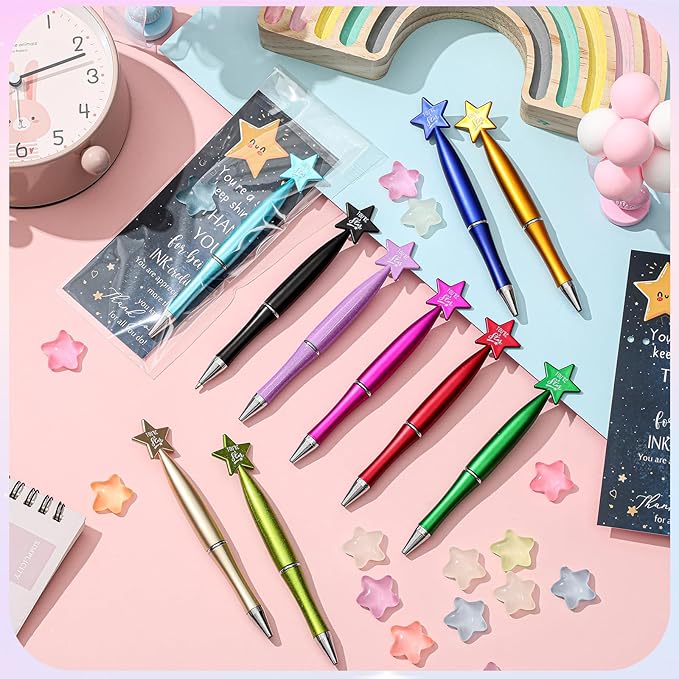 Sayglossy 30 Set Star Pens Bulk Employee Appreciation Week Gifts Thank You Inspirational You're a Star Bookmark Luminous Resin for Nurses Volunteers Staff Coworker Administrative Professionals Day