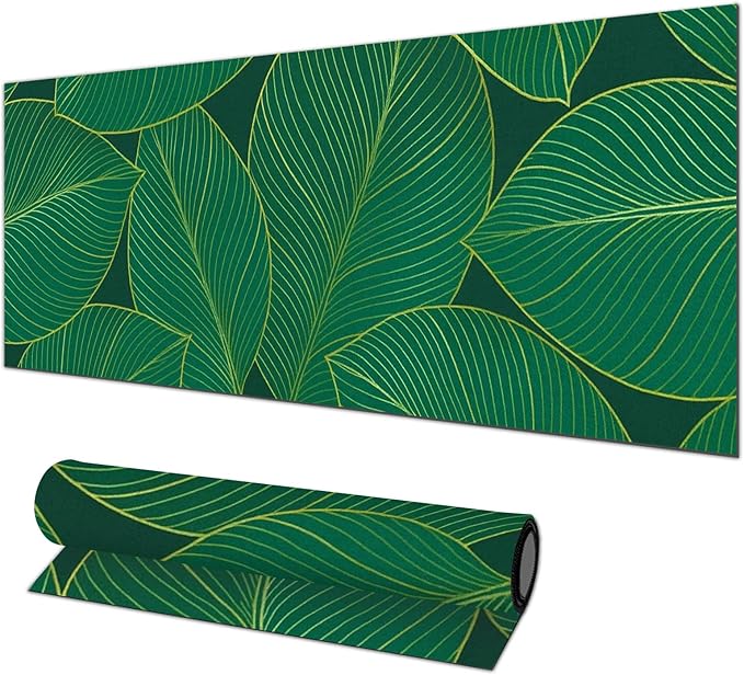 HOMETITUTE XL Mouse Pad 31.5 x 11.8 Inch Green Leaf Desk Mat Extended Large Keyboard Pad Non Slip Computer Mouse Pads Waterproof Desk Pad for Office Accessories Gaming Workstation Decor
