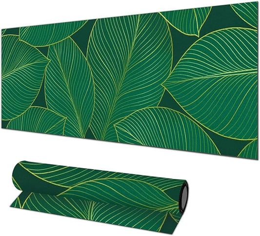 HOMETITUTE XL Mouse Pad 31.5 x 11.8 Inch Green Leaf Desk Mat Extended Large Keyboard Pad Non Slip Computer Mouse Pads Waterproof Desk Pad for Office Accessories Gaming Workstation Decor
