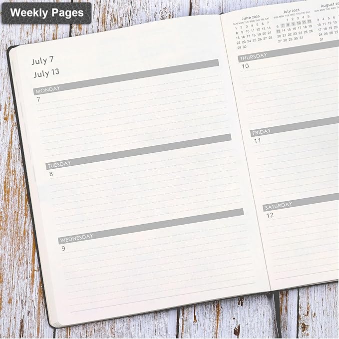 2025-2026 Planner - July 2025 - June 2026, Planner 2025-2026 Daily Weekly and Monthly, 8.5" x 11", Pen Holder, Calendar Stickers, Pocket, 25 Notes Pages, Faux Leather Cover, A4 Premium Paper -Gray