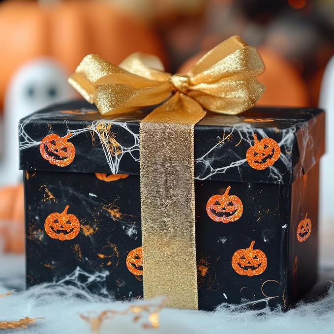 Whaline 1200Pcs Halloween Mini Laser Stickers Orange Pumpkin Self-Adhesive Stickers Sparkly Label Decals for Craft Scrapbook Envelope Card Teacher Reward, 10 Sheets