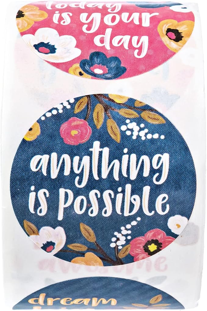 Painted Blossoms Encouragement Labels / 500 Modern Small Business Stickers / 1.5" Classroom Rewards / 8 Floral Motivational Designs