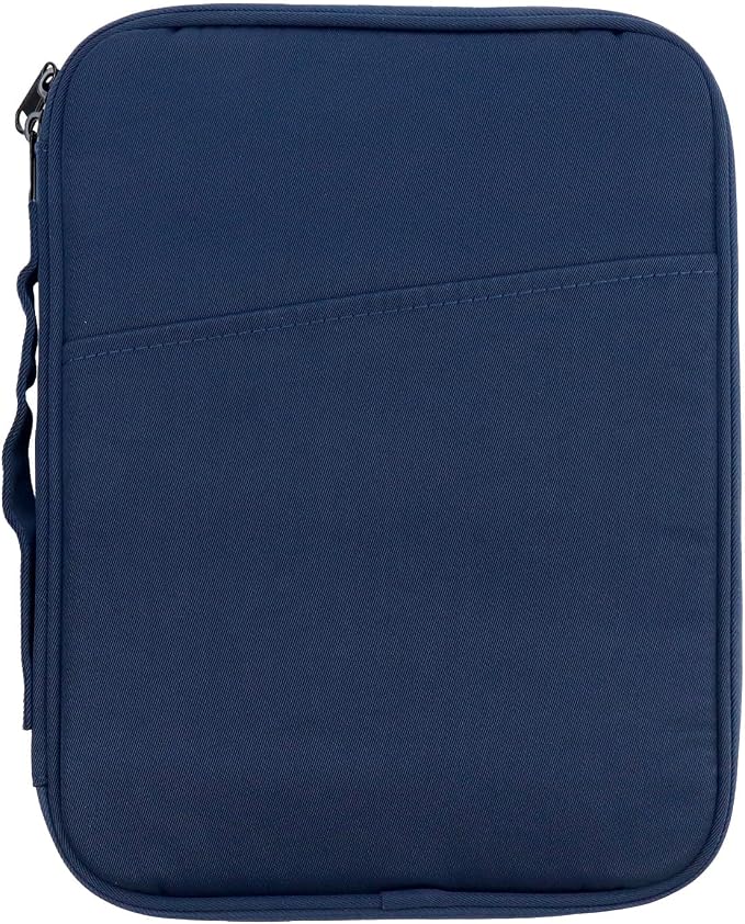 Navy Blue Book Sleeve with Zipper Nylon Book Covers 11"×9" Book Pouch Washable Book Protector Cloth Book Case Bags for Book Lovers Office Document