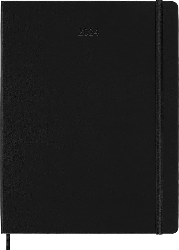 Moleskine Classic 12 Month 2024 Weekly Planner, Hard Cover, XL (7.5" x 9.75"), Black
