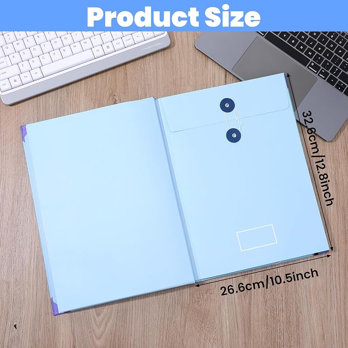 Important Document Organizer, Folders with Pockets, Folder with Labels Pockets, for Emergency Documents, Birth Certificates, Damage Resistant Folder,Passports, School & Offices (Blue)