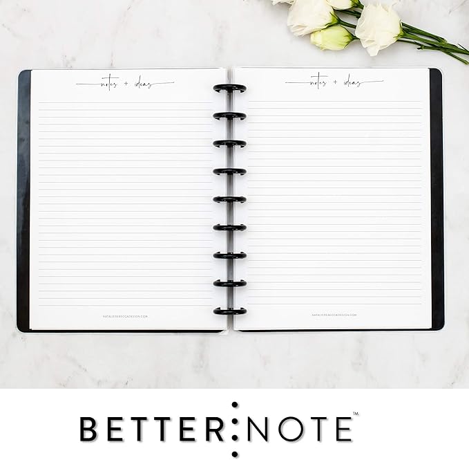 BetterNote Notes Refill Pages for Discbound Notebooks, fits Happy Planner, Levenger Circa, TUL, Staples Arc, InkWell Press, Talia (Modern- 25 Sheets, 9-Disc, 7"x9.25")