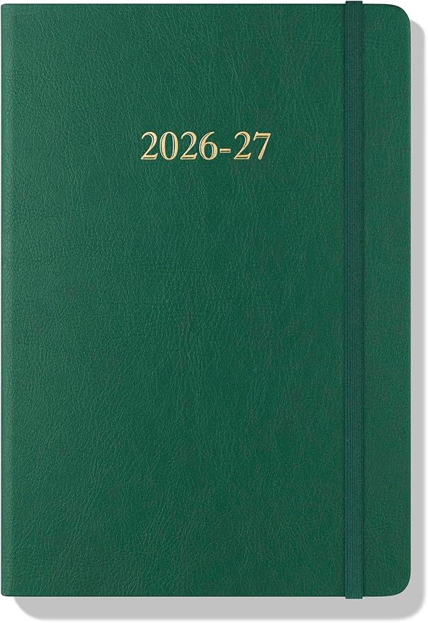 Wykeham's Executive 2026-27 Daily Journal Planner – Customization Available – Mid-Year Academic Diary (Racing Green, 8.5"×5.5")