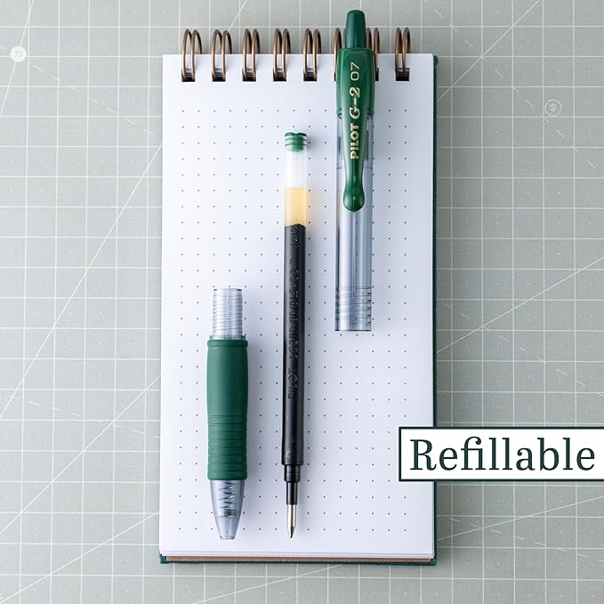 PILOT G2 Premium Refillable & Retractable Rolling Ball Gel Pens, 0.7mm Fine Point, Hunter Green, 6-Pack