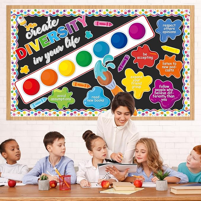 Art Paint Splatter Bulletin Board Set Colorful Back to School Classroom Decorations Motivational Bulletin Board Art Inspiration Cutouts for School Office Classroom Chalkboard Wall Decor