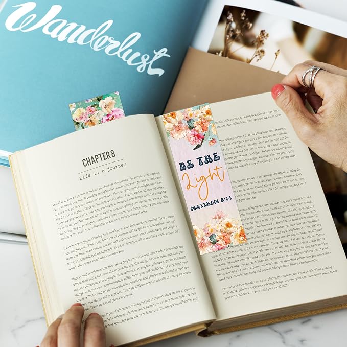 Bible Flower Bookmarks, 100 Pcs Pretty Christian Floral Book Marks, Religious Spiritual Gifts for Reading Women Book Lovers