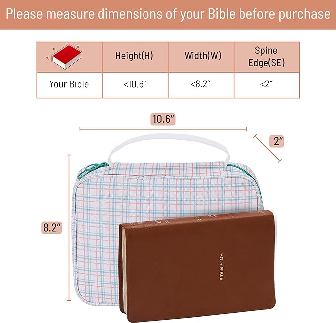 Mr. Pen- Bible Cover Case, Carrying Book Case with Durable Handle, Bible Protective Church Bag for Men & Women, Christian Gifts, Plaid Pattern, Mothers Day Gift