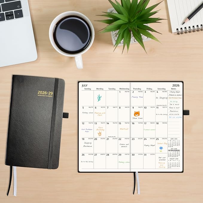 2026-2029 Pocket Monthly Planner, 3 Year Calendar 2026-2029, 6.2’’ x 3.6’’ x 0.67’’, Small Calendar 2026, 36 Months from Jul 2026 - Jun 2029, Hardcover, Back Pocket, Thick Paper, Lightweight to carry