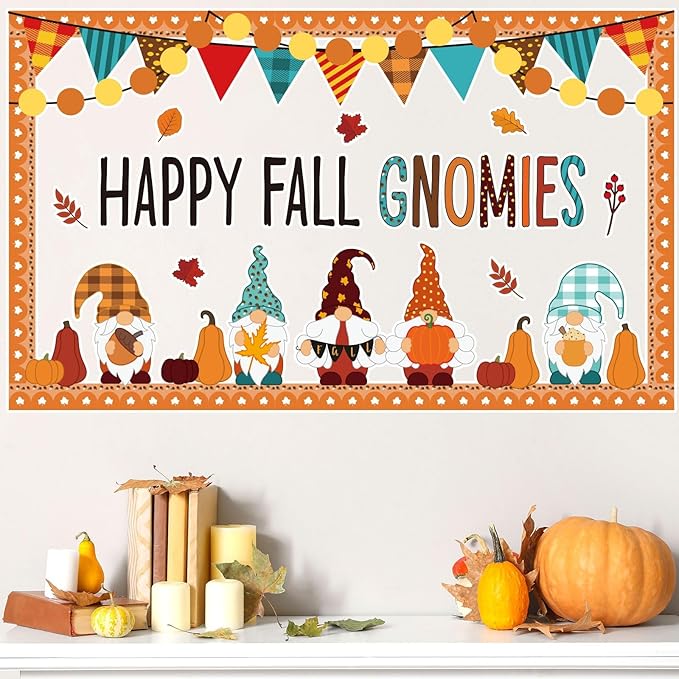 Thanksgiving Bulletin Board Decorations Fall Gnomes Bulletin Board Set Maple Leaves Paper Cutouts Autumn Pumpkin Thanksgiving Cutouts for School Classroom Supply Home Wall Decor