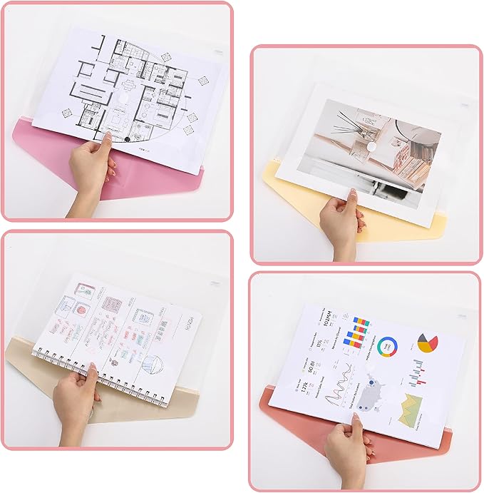 Mr. Pen- Clear Plastic Envelopes File Folders, 10 Pack, A4, Letter Size, Colorful Flaps, Clear Folders for Documents Plastic Poly Envelopes with Label for School, Home, Work, Office, Organizer
